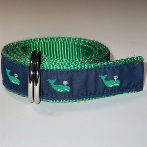 Leather Man Nautical Whale Print Belt Size Large